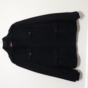Merona jacket bomber coat men XXL black wool blend quilted lined zip down comfy